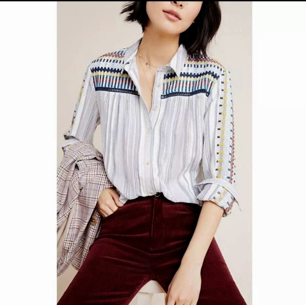 Pilcro and the Letterpress by Anthropology Button Down Shirt